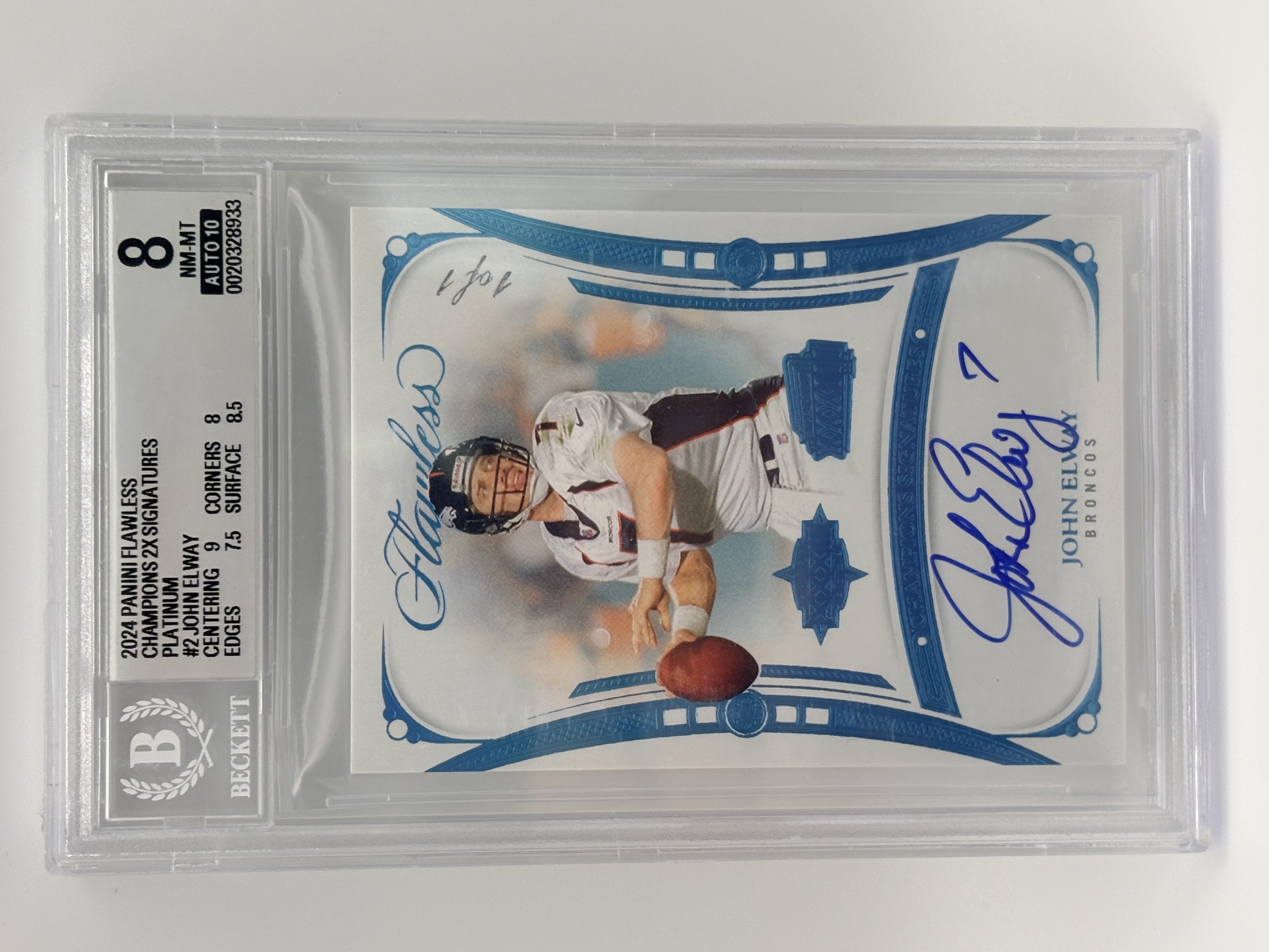 2024 Panini Flawless Champions 2X Sig. Platinum John Elway
